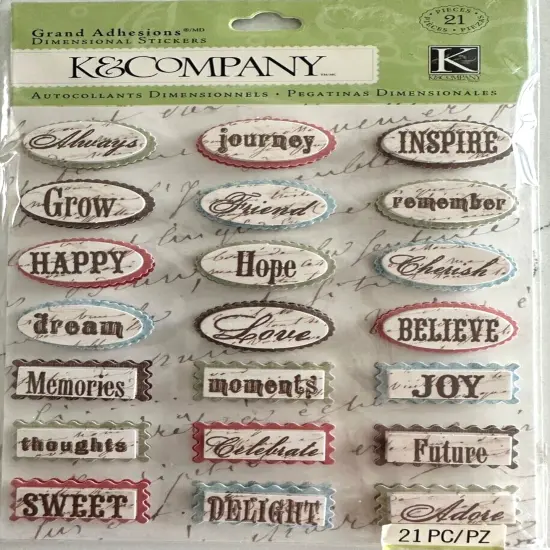 K & Company Life's Journey Words Grand Adhesions Dimensional Stickers {1}