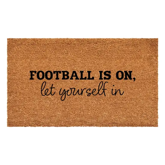 Football is on let yourself in Doormat {2}