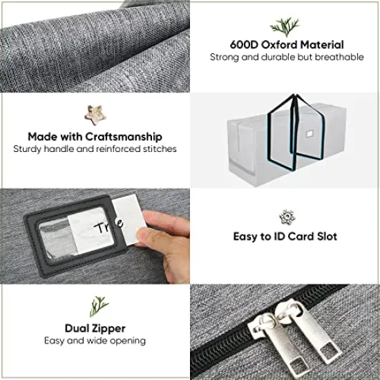 7.5 ft Christmas Tree Storage Bag, Heavy Duty 900D Oxford Fabric with Reinforced Handles and Dual Zippers Wide Opening, Extra Large Storage Container for Trees and Decorations (Grey) {3}