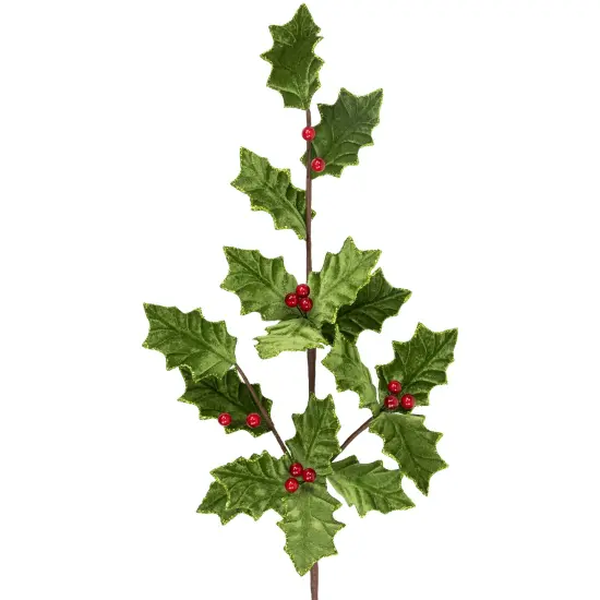 Northlight 31" Glittered Holly with Berry Christmas Spray Green {6}