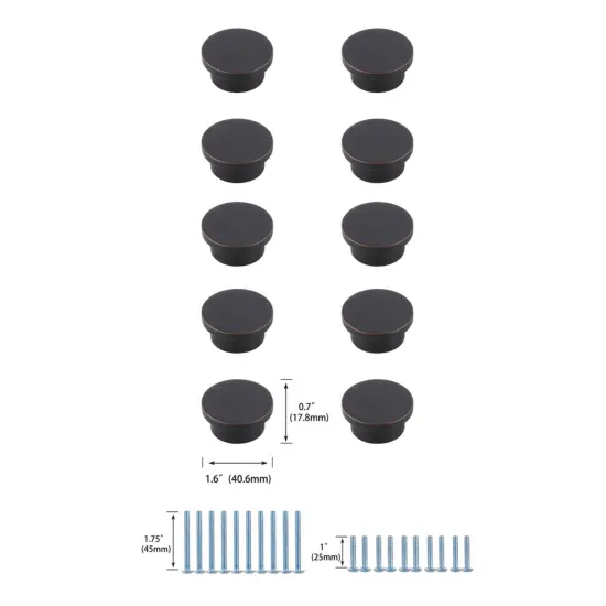Trovon 1.6" Diameter Oil-rubbed Bronze Oversize Round Knob Multipack (Set of 10) {6}