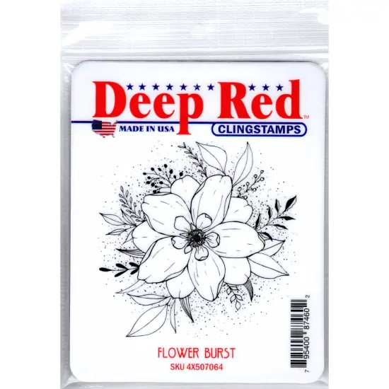 Deep Red Stamps Flower Burst Rubber Cling Stamp3.1 x 3.1inches {2}