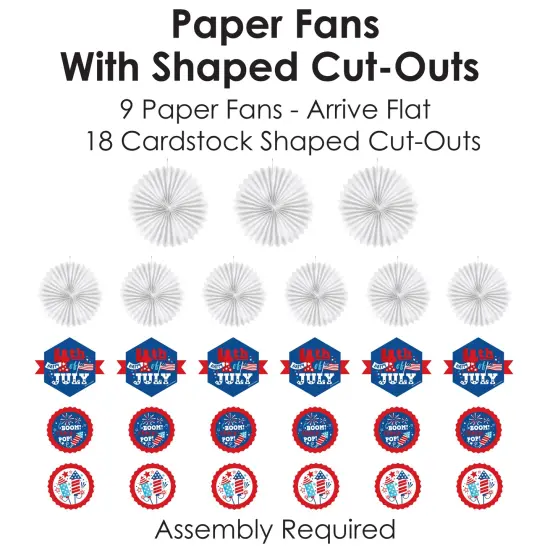 Big Dot of Happiness Firecracker 4th of July - HangingParty Tissue Decoration Kit - Paper Fans - Set of 9 {6}