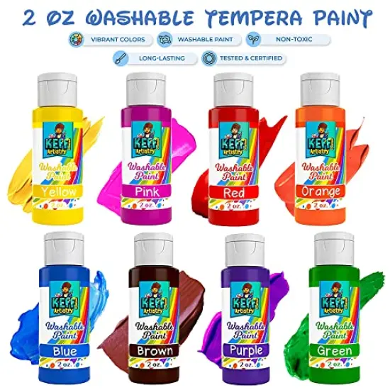 Washable Paint Set for Kids and Toddler - Finger Painting Kit for Toddlers with Non Toxic Washable Tempera, Brushes, Palette, Apron & More Art and Crafts Supplies - 30 Pcs {5}
