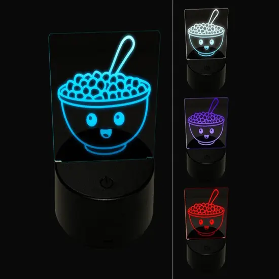 Kawaii Cute Bowl of Cereal 3D Illusion LED Night Light Sign Nightstand Desk Lamp {1}