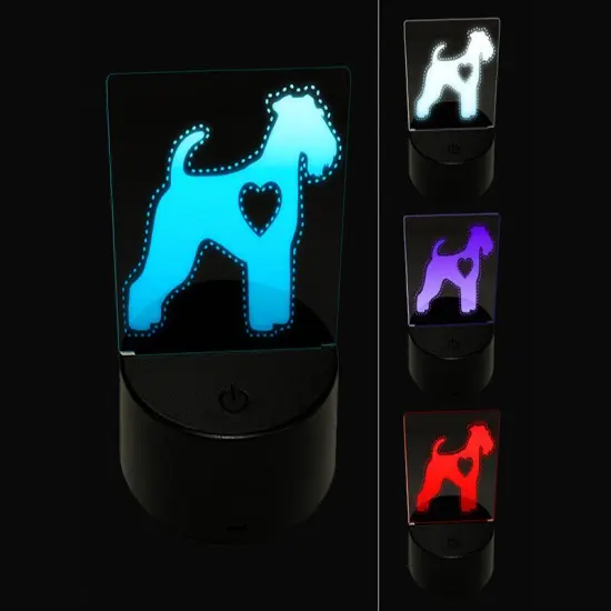 Airedale Terrier Bingley Waterside Dog with Heart 3D Illusion LED Night Light Sign Nightstand Desk Lamp {1}