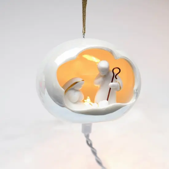 Ceramic Holy Family Globe Christmas Ornament, Home D&eacute;cor, Religious D&eacute;cor, Religious Gift, Church D&eacute;cor, Baptism Gift {4}