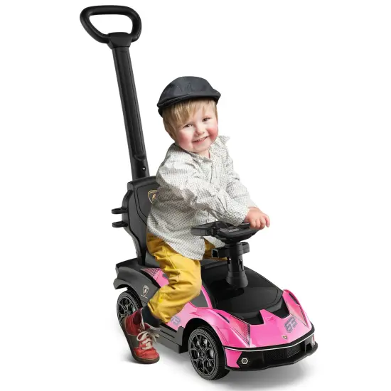 3-in-1 Ride on Push Car with Handle Guardrail and Pink {2}