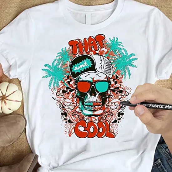 Fabric Markers Permanent - Set of 24 Colors, Fine Tip, No Bleed, Child Safe & Non-Toxic for T-Shirts, Baby Clothes, Onesies, Bibs, White Pillow, Canvas Tote Bags, and Clothing {5}