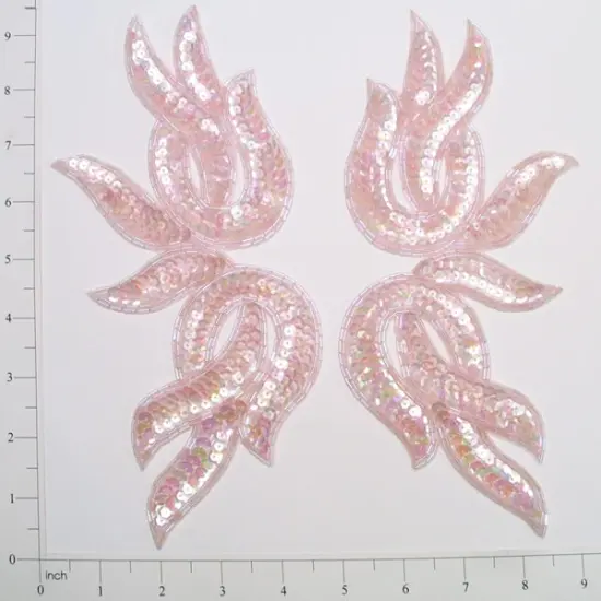 Tangled Leaf Sequin Applique/Patch 2 Pack 9 1/2" x 4" Pink {1}