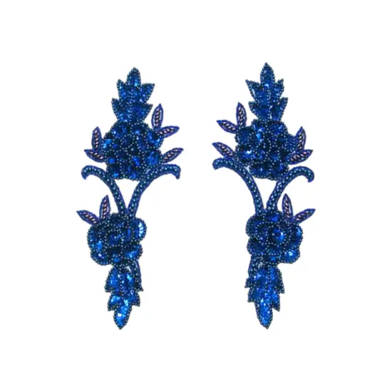 Rose Vine Sequin Applique/Patch Pack of 2 Black AB {2}