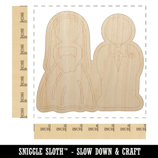 Bride and Groom Wedding Unfinished Wood Shape Piece Cutout for DIY Craft Projects {1}