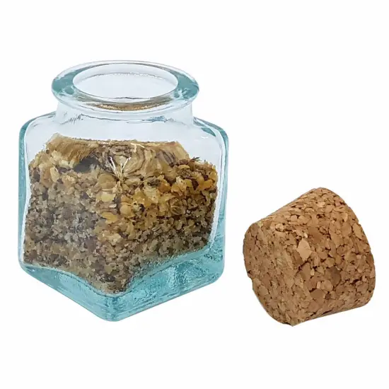 Mini Cube Green Glass Bottle 1 Ounce {3}