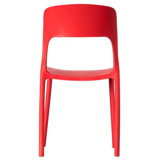 Modern Plastic Outdoor Dining Chair with Open Curved Back Single Red {5}