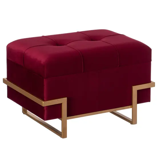 Rectangle Velvet Storage Ottoman Stool Box with Abstract Golden Legs | Decorative Sitting Bench for Living Room Home Decor with Unique Base Support Black Large {9}