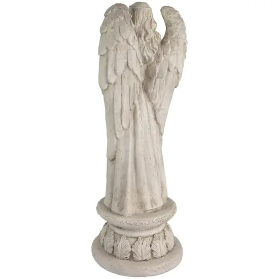 Northlight 22.5" Standing Angel with Birdbath Votive Candle Holder Outdoor Garden Statue Gray {7}