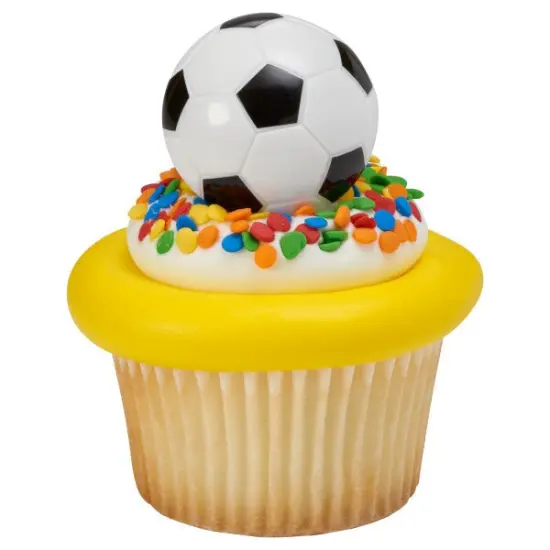 3D Soccer Ball Cupcake Rings, 12ct {3}