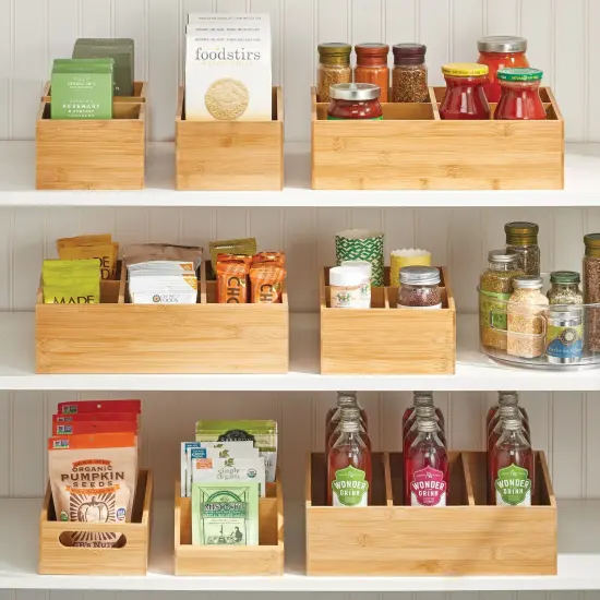 mDesign Bamboo Kitchen Storage Bin Container Crate Box {2}