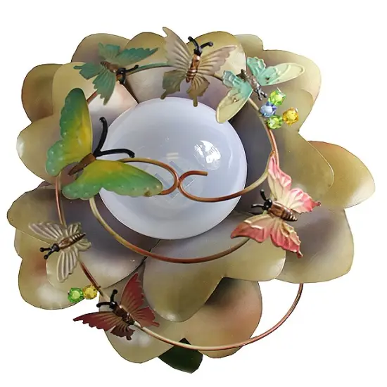 DAK 15" Green LED Lighted Color Changing Solar Powered Flower Garden Lawn Stake {3}