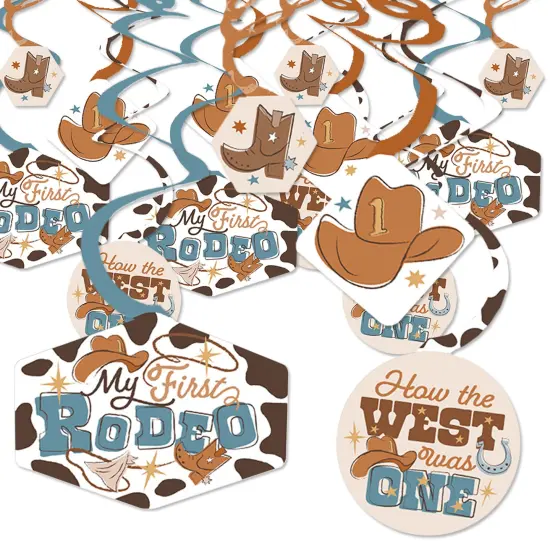 Big Dot of Happiness My First Rodeo - Little Cowboy 1st Birthday Party Hanging Decor - Party Decoration Swirls - Set of 40 {1}