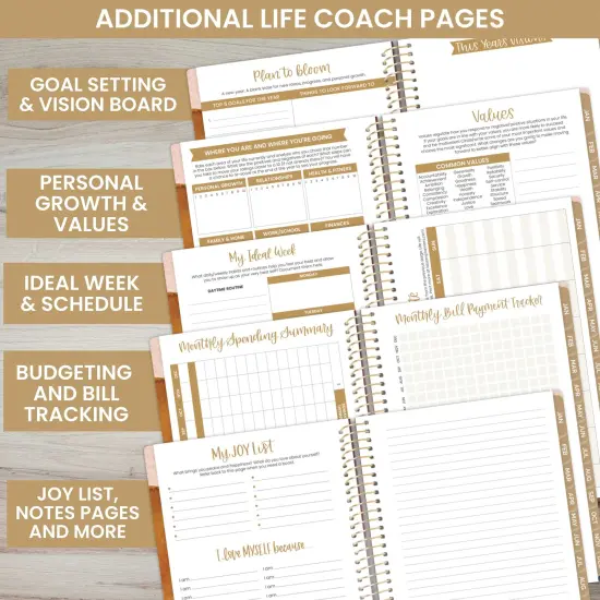 bloom daily planners Undated Soft Cover Planner, 5.5" x 8.25", Earthy Abstract, Blue {5}