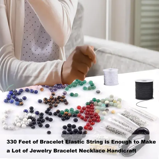 2 Rolls 1 mm 330 Feet Sturdy Bracelet String, Stretchy Elastic String for Jewelry Making, Necklaces, Beading {4}