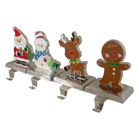 Northlight Set of 4 Christmas Figures Stocking Holders with Silver Base Multi {4}