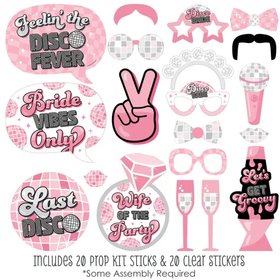 Big Dot of Happiness Last Disco - Bachelorette Party Photo Booth Props Kit - 20 Count {3}
