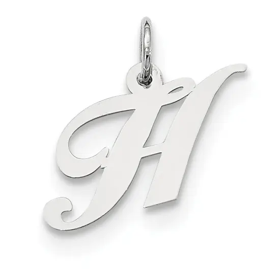 Sterling Silver Small Script Initial Letter H Charm {1}