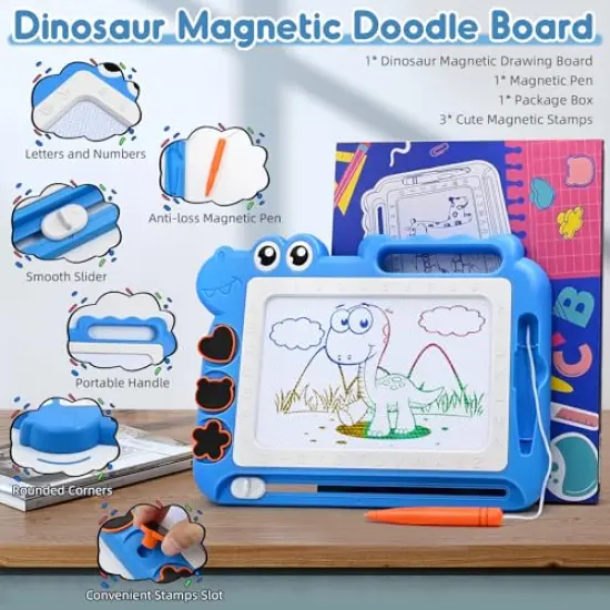 Magnetic Drawing Board Toddler Toys Gift for 2 3 Year Old Girls Boys, Sketch Writing Doodle Pad Age 2-4 Travel Games, Educational Learning Kids Toys for Toddlers Birthday (Blue) {1}