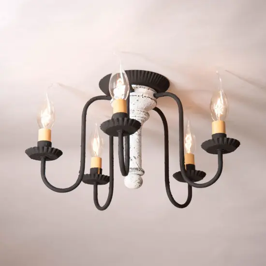 Irvin's Country Tinware Berkshire Ceiling Light in Vintage White {3}