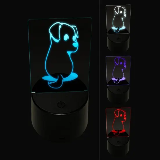 Cute Puppy Looking Back 3D Illusion LED Night Light Sign Nightstand Desk Lamp {1}