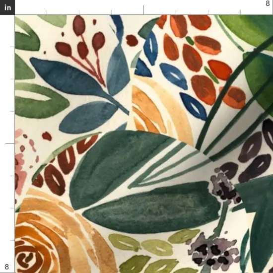 Various Fabrics by the Yard or Fat Quarter Boho Watercolor Roses Floral Medium Scale Multicolor Colorful Cream Botanical Peach Custom Printed Fabric by Spoonflower {4}