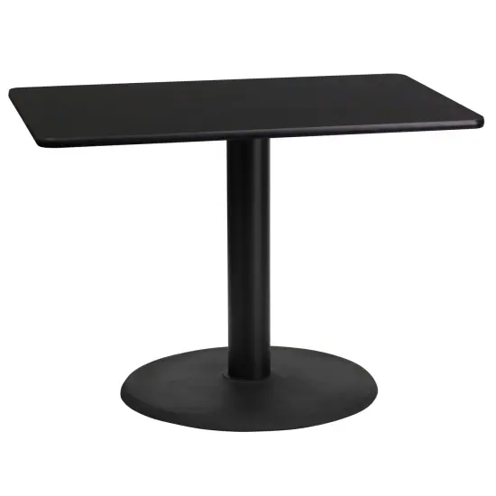 Emma and Oliver 24"x42" Rectangular Laminate Table with 24" Round Table Base Black {1}