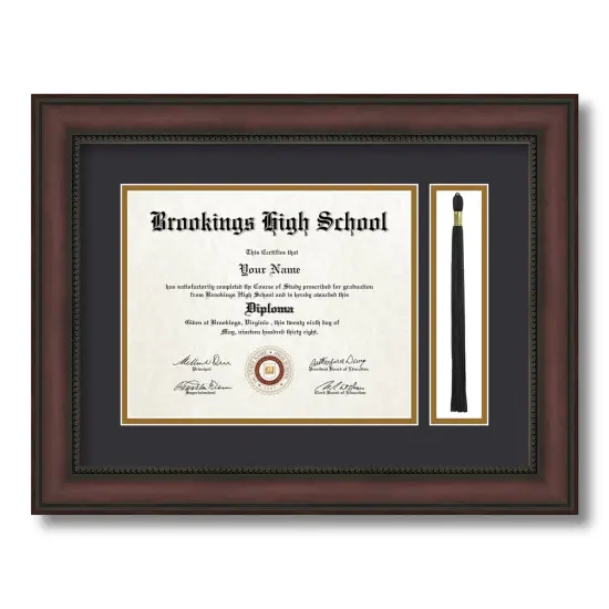 ArtToFrames 8x10 inch Diploma Frame with Tassel Opening - Framed with Black and Gold Mats, Comes with Regular Glass and Sawtooth Hanger for Wall Hanging (DT-8x10) {1}