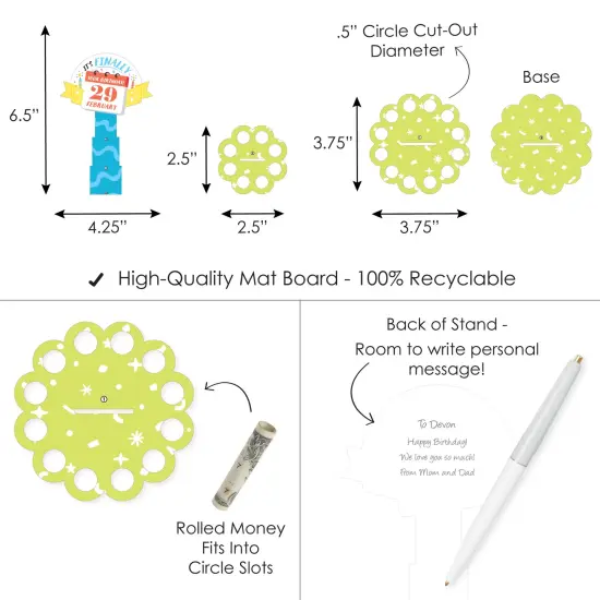 Big Dot of Happiness It's Finally Your Birthday - DIY Leap Year Birthday Party Money Holder Gift - Cash Cake {4}