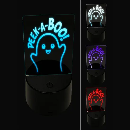 Halloween Peek A Boo Peeking Ghost 3D Illusion LED Night Light Sign Nightstand Desk Lamp {1}