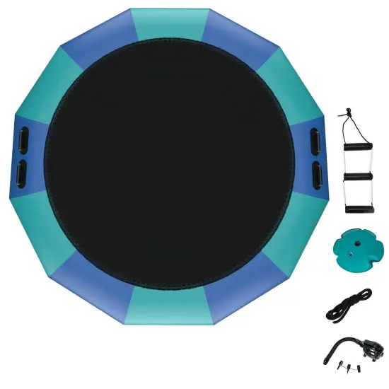 15 Feet Inflatable Splash Padded Water Bouncer Trampoline-Blue {4}