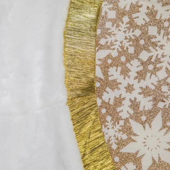 Northlight 48" White and Gold Snowflake Christmas Tree Skirt {5}