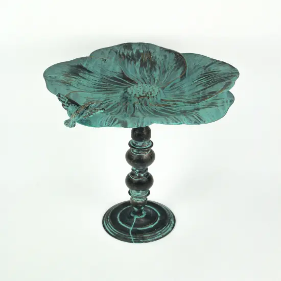 25 Inch Rustic Metal Bird Bath Outdoor Garden Verdigris Water Basin Yard Decor {6}