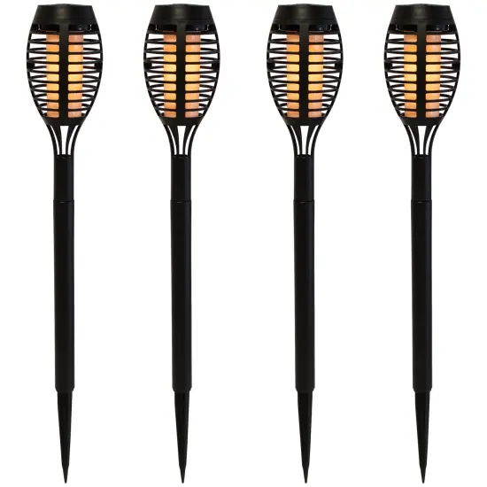 Northlight Set of 4 Black Solar Powered LED Pathway Markers, 19.75" {1}