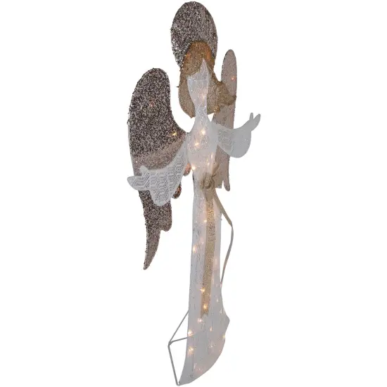 Northlight 49.25" LED Lighted White and Gold Angel Christmas Decoration {7}
