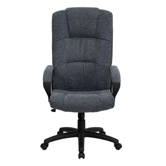 Emma and Oliver High Back Fabric Executive Swivel Office Chair with Arms Gray {3}