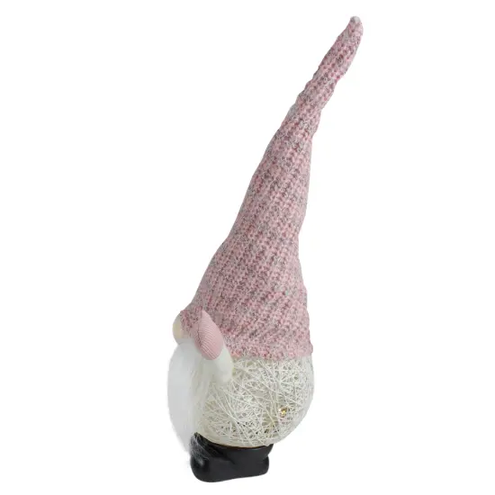 Northlight LED Rattan Gnome Christmas Figure - 19" - Warm White Lights - Pink and White {5}