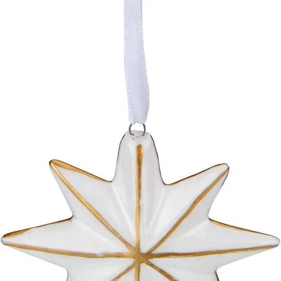 Northlight Star Hanging Christmas Ornament - 4" - White and Gold {6}