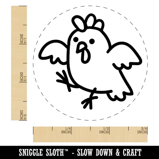 Cartoon Chicken Hen Trying to Fly Self-Inking Rubber Stamp for Stamping Crafting Planners Blue {1}