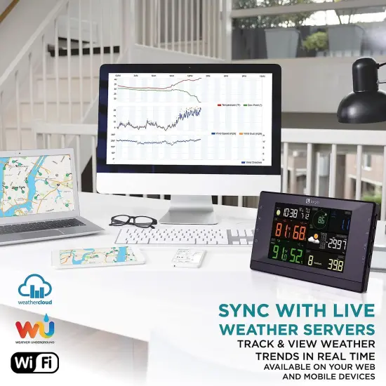Logia 7-in-1 WiFi Wireless Weather Station with solar panel and Black LED Display {5}