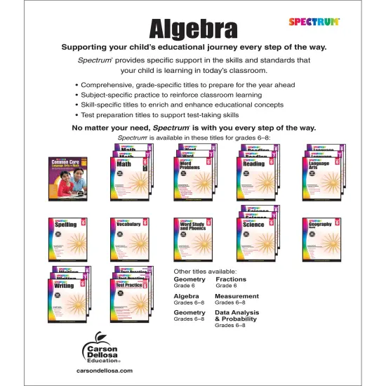 Spectrum Grades 6-8 Algebra 1 Workbook, Math Book for Kids Ages 11 to 14 Covering Algebraic Equations, Rational Numbers, and More Mathematics, Classroom or Homeschool Curriculum {2}