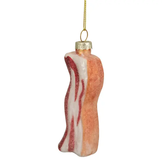 Northlight 3.5" Pink and White Strip of Bacon Glass Christmas Ornament {4}