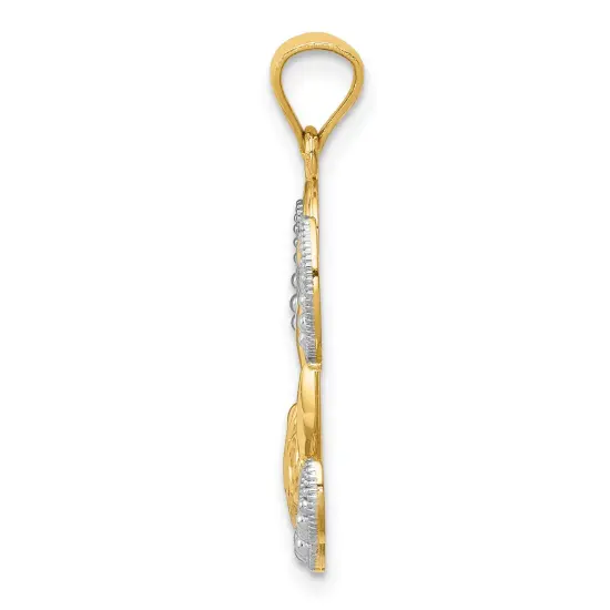 14K Two Tone Gold Angel Love Pendant Charm Jewelry 21 x 14 mm {3}